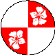 Heythuysen (alternatief), Rood met twee witte kwarten en twee witte bloemen in de rode kwarten