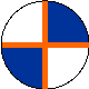 Nederweert, Blauw, met witte vlakken en een oranje kruis