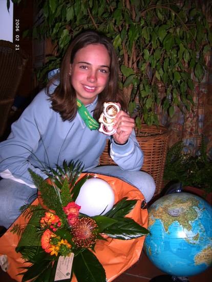 Anneloes bij haar thuiskomst na de WK 2006.
