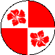 Heythuysen, Rood met twee witte kwarten met daarin een rode bloem